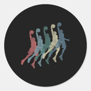 Graphic 365 Basketball Sport Vintage Retro Gift - Classic Round Sticker