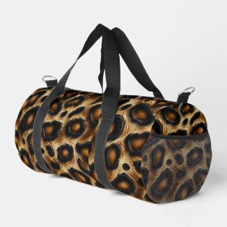 Graphic 3d print black and orange duffle bag