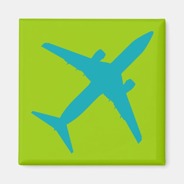 Graphic Aeroplane in Aqua Blue Magnet (Front)