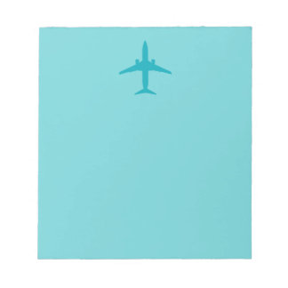 Graphic Aeroplane in Aqua Blue Notepad