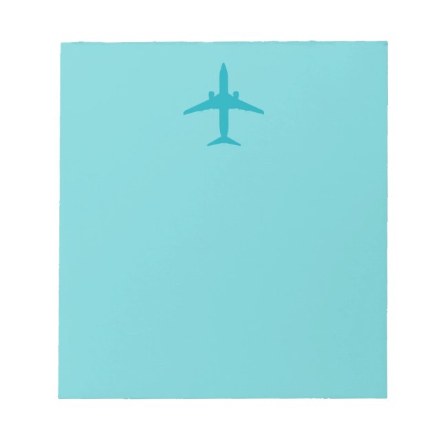 Graphic Aeroplane in Aqua Blue Notepad (Front)