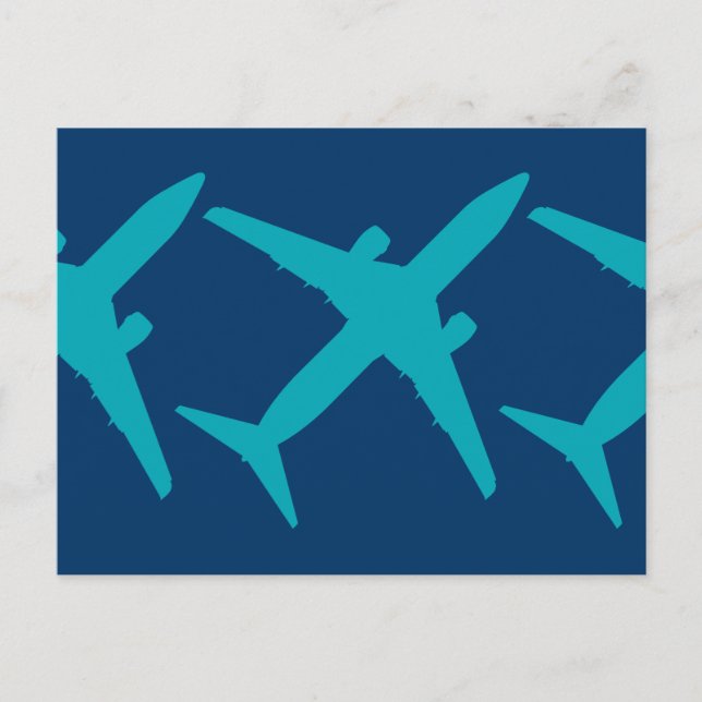 Graphic Aeroplane in Aqua Blue Postcard (Front)