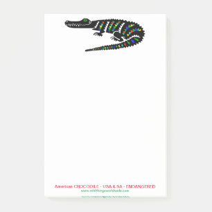 Graphic  American CROCODILE - Reptile - Wildlife - Post-it Notes