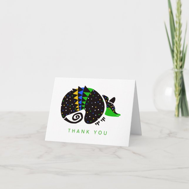 Graphic  ARMADILLO - Happy Birthday - Animals Thank You Card (Front)
