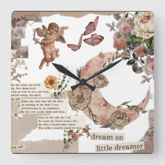 graphic art flower quote jornal angel  T-Shirt Square Wall Clock