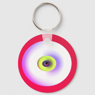 Graphic art globes design lime green red white key ring