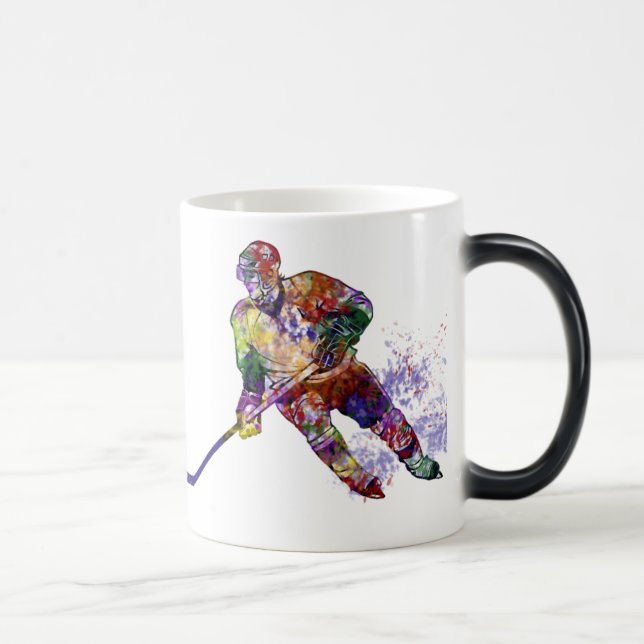 Graphic Art Hockey Player Magic Mug (Right)