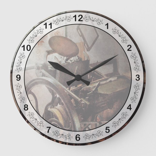 Graphic Artist - The humble printing press Large Clock (Front)