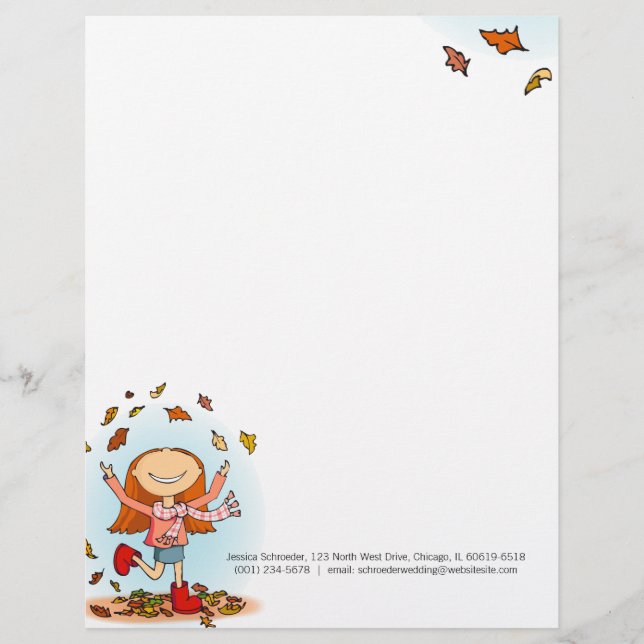 Graphic autumn / fall girl letterhead (Front)