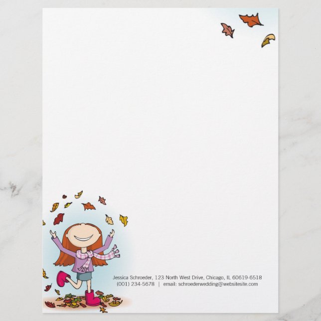 Graphic autumn / fall girl letterhead (Front)