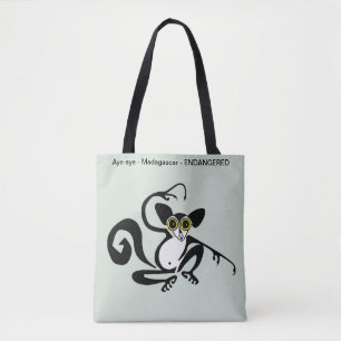 Graphic AYE-AYE- Primate - Lemur- Wildlife Green Tote Bag