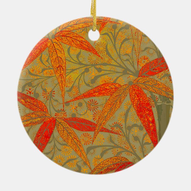 Graphic Bamboo Art Print Nouveau Pattern Ceramic Tree Decoration (Back)