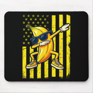 Graphic Banana Retro American Flag Dabbing Banana Mouse Pad