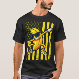 Graphic Banana Retro American Flag Dabbing Banana T-Shirt
