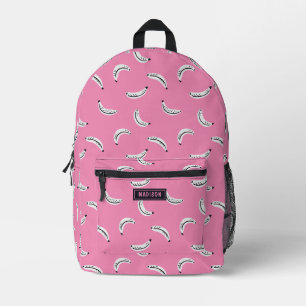 Graphic bananas - tropical fruit personalised name printed backpack
