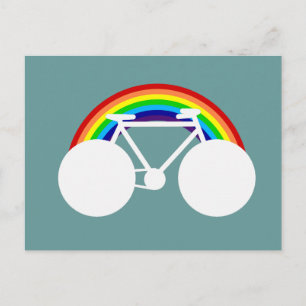 graphic bicycle & rainbow postcard