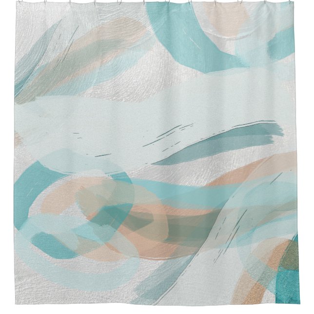 Graphic Big Bold Brush Strokes and Plaster Pattern Shower Curtain (Front)