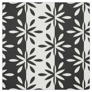 Graphic Black and White Geometric Flower Pattern Fabric