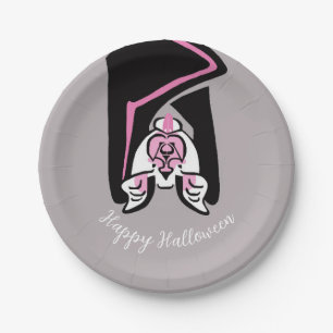 Graphic  Black BAT  -Happy Halloween - Party Paper Plate