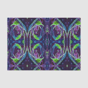 Graphic Black White Blue and Green Rose Detail Tissue Paper