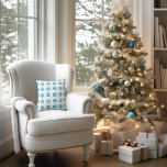 Graphic Blue Snowflake Cushion<br><div class="desc">Blue snowflake pattern on white. Front and back are the same pattern.</div>