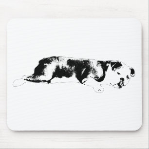 Graphic bulldog icon with clean negative space mouse pad