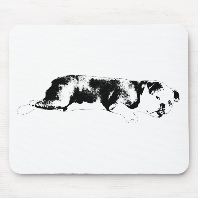Graphic bulldog icon with clean negative space mouse pad (Front)