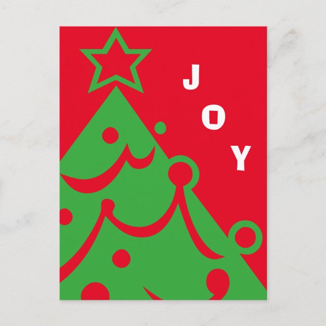 Graphic Christmas Tree Joy Holiday Postcard (Front)