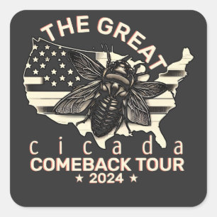 Graphic Cicada Comeback Tour 2024 Design Square Sticker