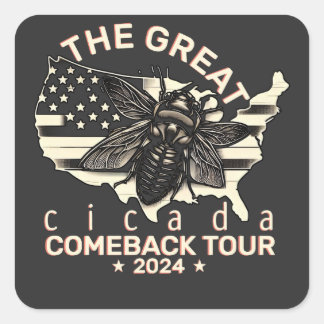 Graphic Cicada Comeback Tour 2024 Design Square Sticker