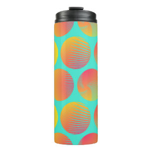 graphic circles seamless pattern in orange blue sh thermal tumbler