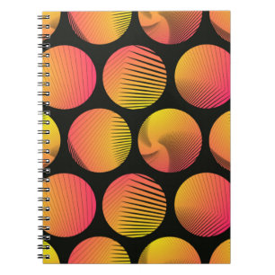 graphic circles seamless pattern in orange fire sh notebook