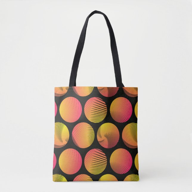 graphic circles seamless pattern in orange fire sh tote bag (Front)