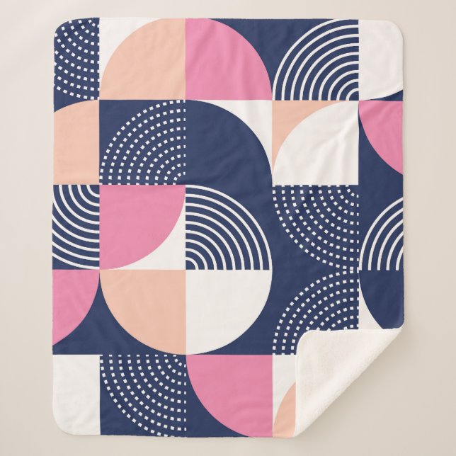 Graphic Circles Vintage Seamless Pattern Sherpa Blanket (Front)