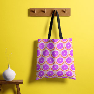 Graphic Citrus Slices Pink Lemon Tote Bag