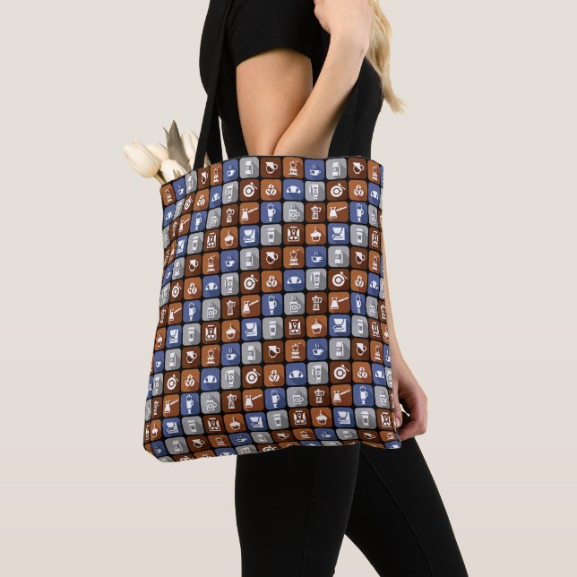 Graphic Coffee Icons Tote Bag (Close Up)