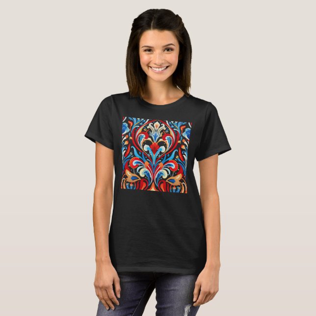 Graphic Colourful Floral Design Women's Tee (Front Full)