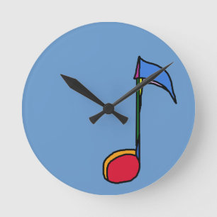 graphic colourful music note round clock