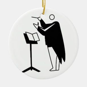 graphic conductor and stand black ceramic tree decoration