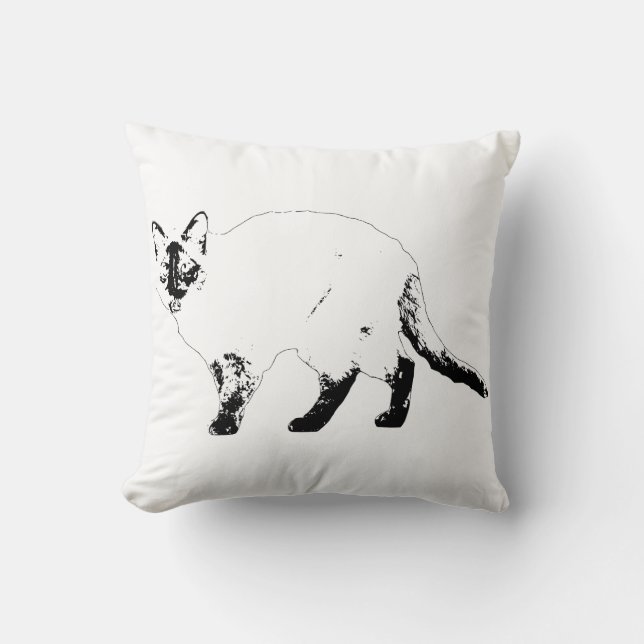 Graphic Cozy, Modern Cat Pillow (Front)