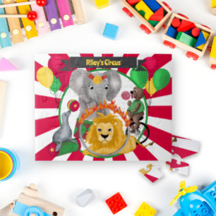 Graphic Cute Circus Animal Primary Colours Jigsaw Puzzle