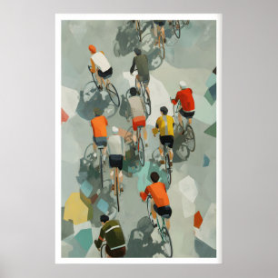 Graphic Cycling Poster - Overhead View with Speed