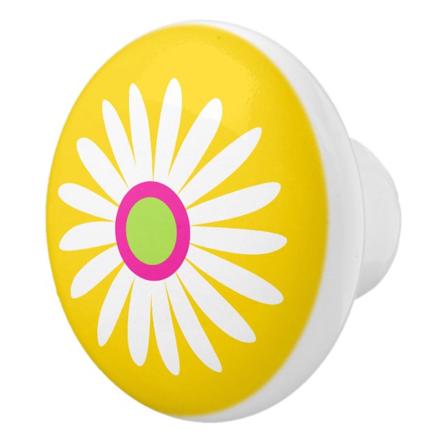 Graphic daisy pink yellow knob (Right)