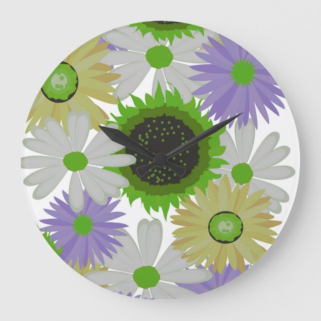 Graphic Design Flowers Wall Clock (Front)