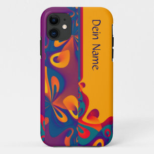 Graphic Design Pattern - violet orange + your text Case-Mate iPhone Case