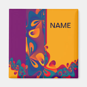 Graphic Design Pattern - violet orange + your text Magnet
