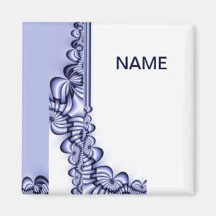 Graphic Design Pattern - white blue + your text Magnet