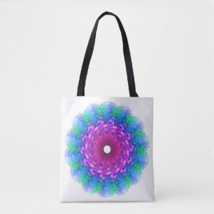Graphic Designed Multicolored Digital Flower on a Tote Bag
