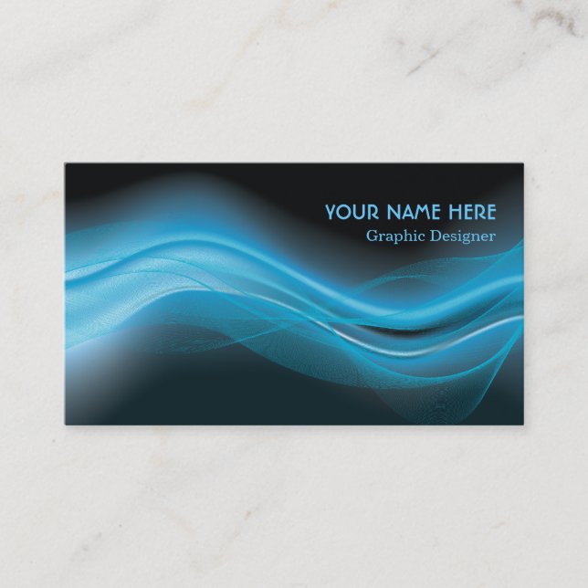 Graphic Designer Business Card blue wave (Front)