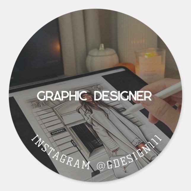 Graphic designer classic round sticker (Front)